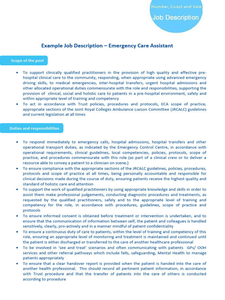 Emergency Care Assistant 1 | PDF | Emergency Department | Occupational ...