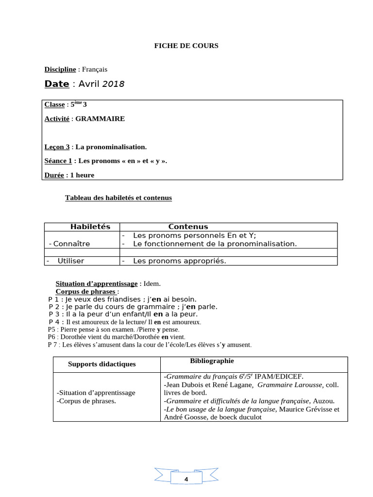La Pronominalisation en Français | PDF | Phrase | Pronom