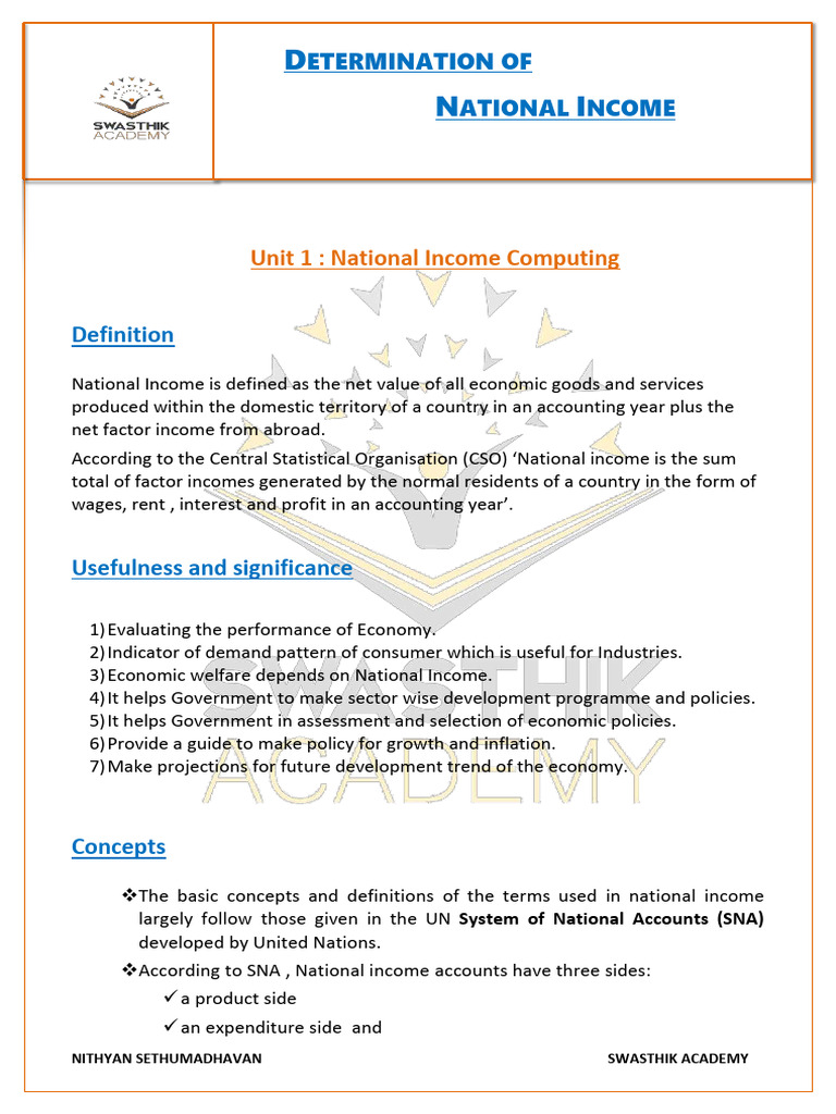 Understanding National Income Concepts | PDF | Gross Domestic Product ...