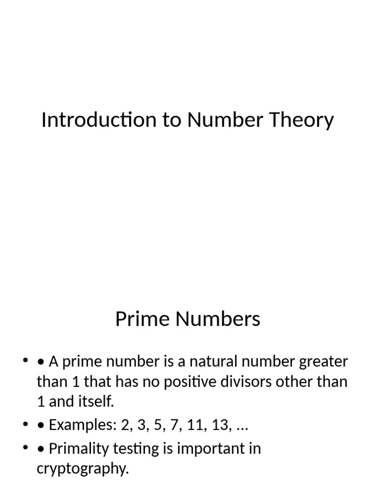 Number Theory Presentation | PDF | Teaching Methods & Materials | Computers