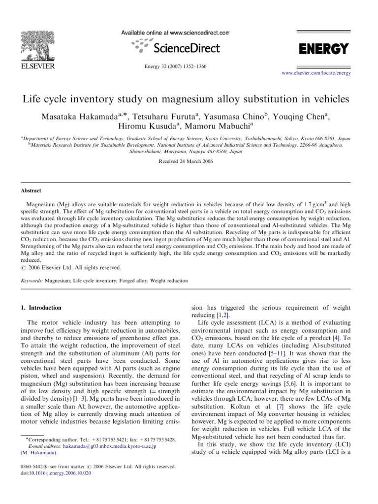 4 Life Cycle Inventory Study On Magnesium Alloy Substitution in ...