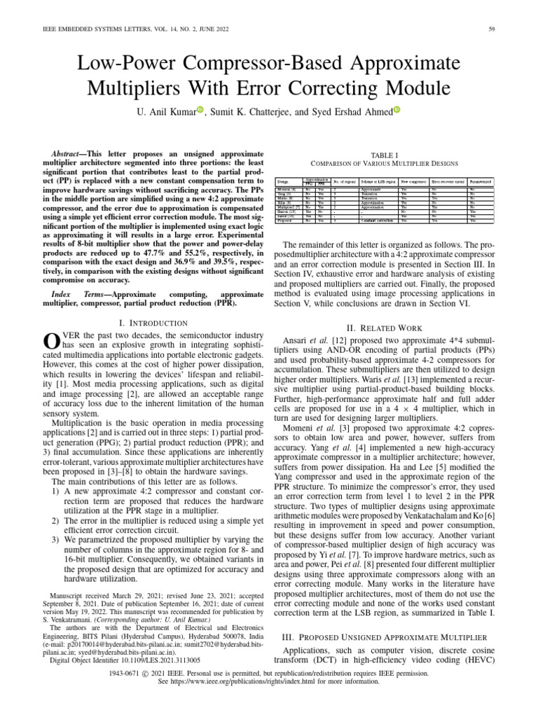 Low-Power Approximate Multiplier Design | PDF | Data Compression ...