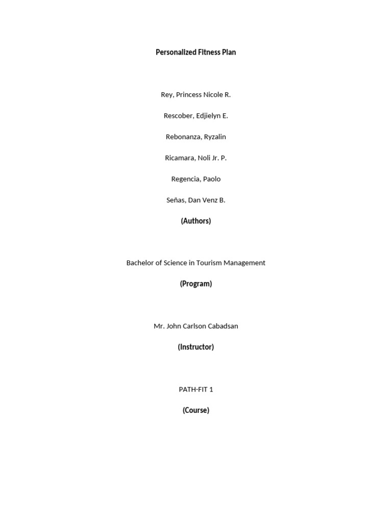 Personalized Fitness Plan Overview | PDF | Aerobic Exercise | Physical ...