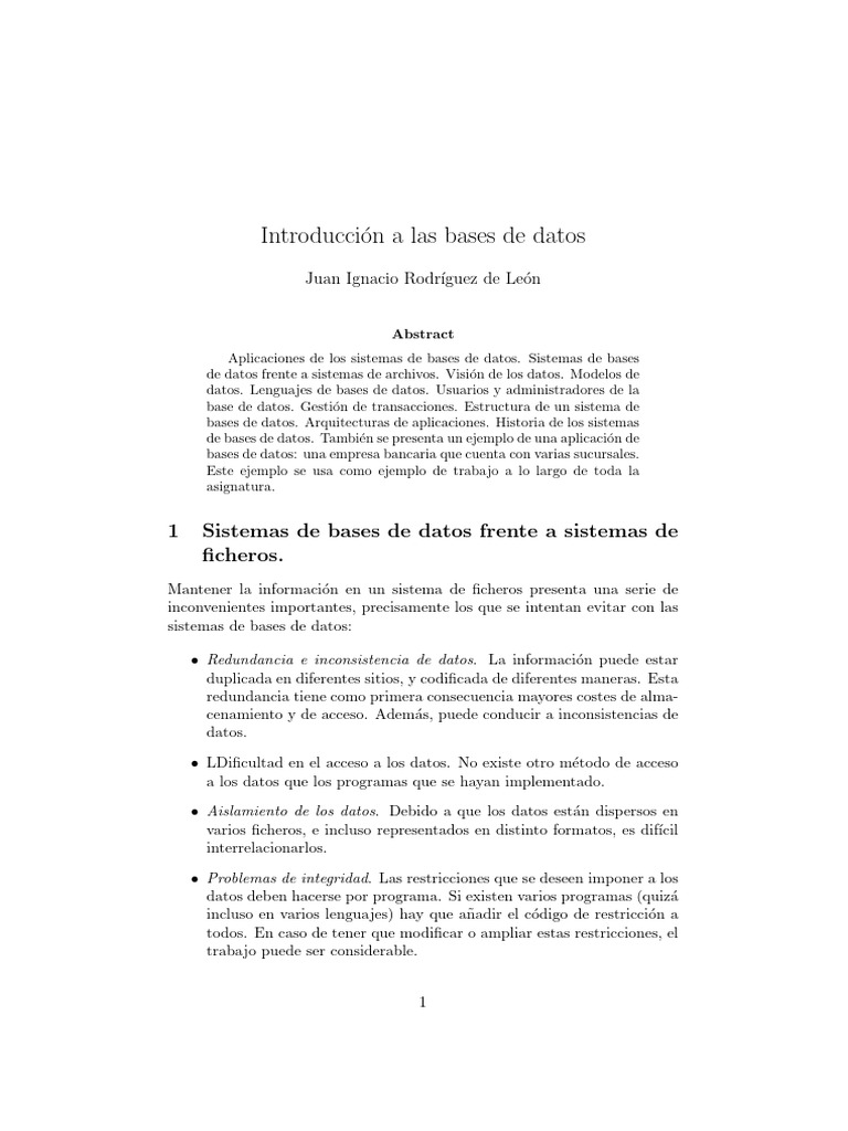 Introduccion A Las Bases de Datos | PDF | Bases de datos | Base de ...