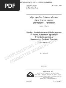 IS 15105 2021 Fixed Automatic Sprinkler Systems