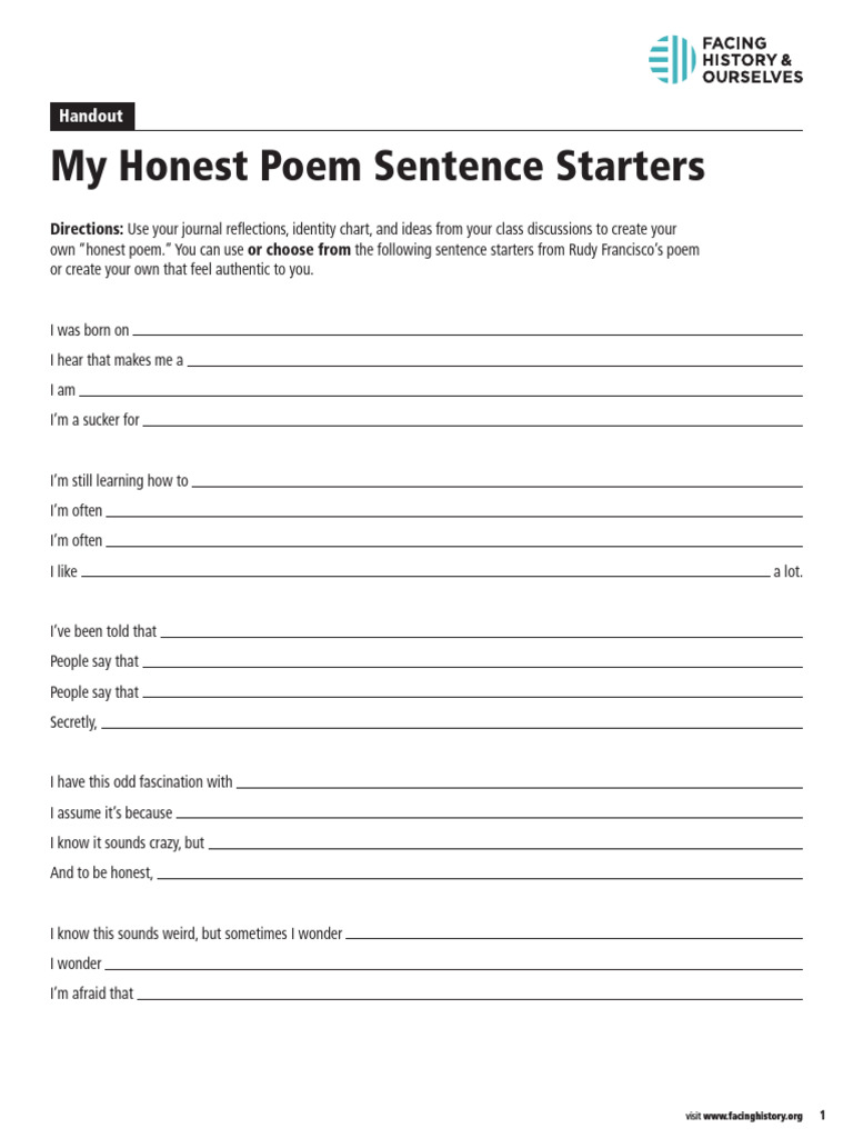 Student Poetry Reflection Guide | PDF | Self-Improvement