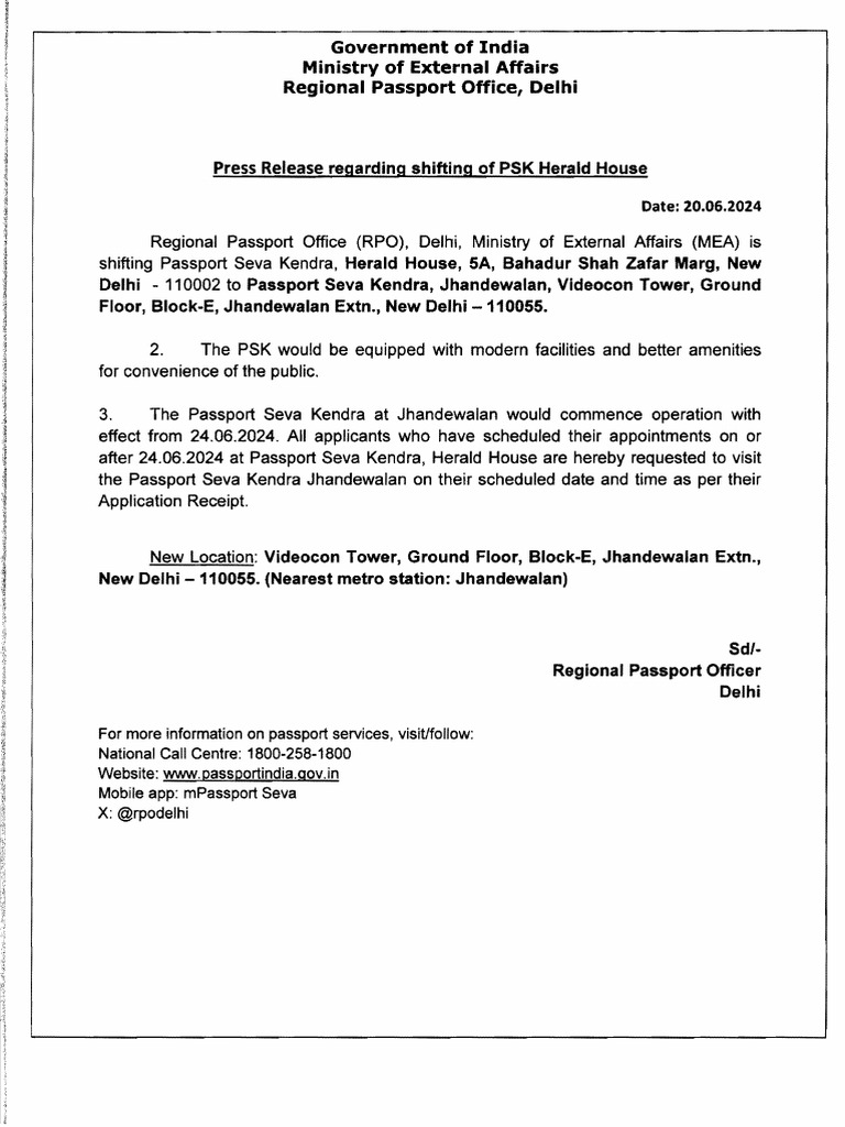 Press Release Shifting Of Psk Herald House Pdf
