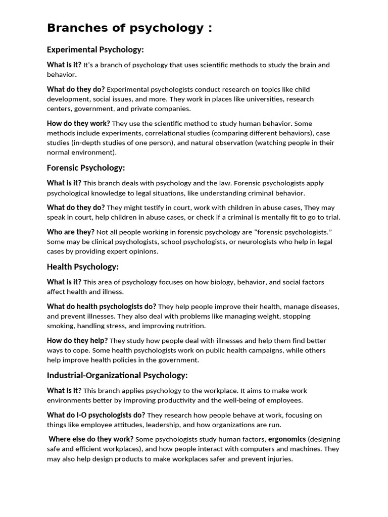 Braches psychology in simple words pdf
