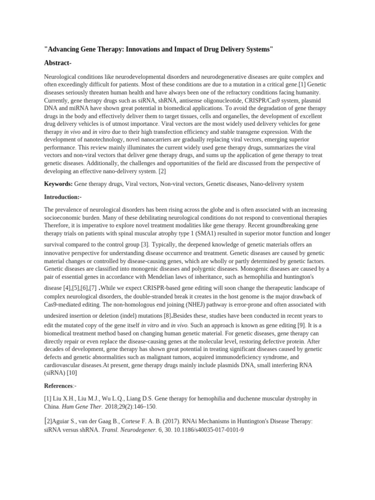 Advancing Gene Therapy NEW | PDF | Gene Therapy | Genetic Disorder