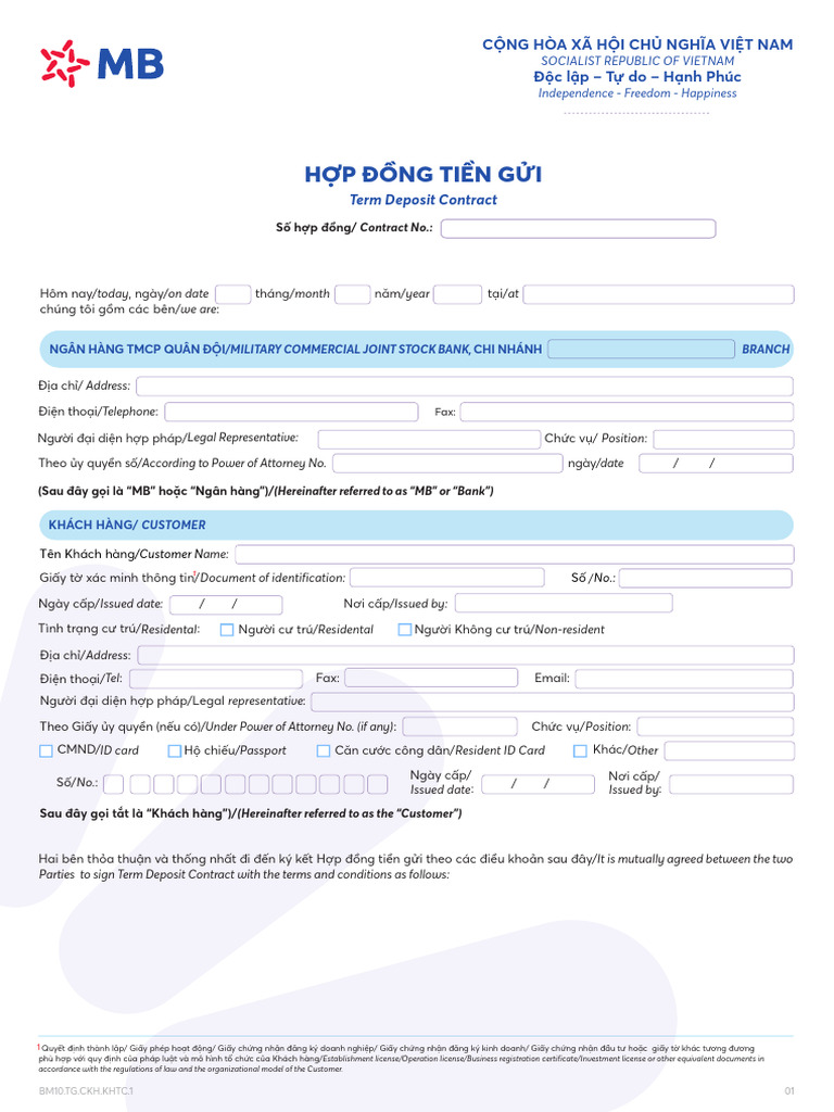 Hop Dong Tien Gui - KHTC | PDF