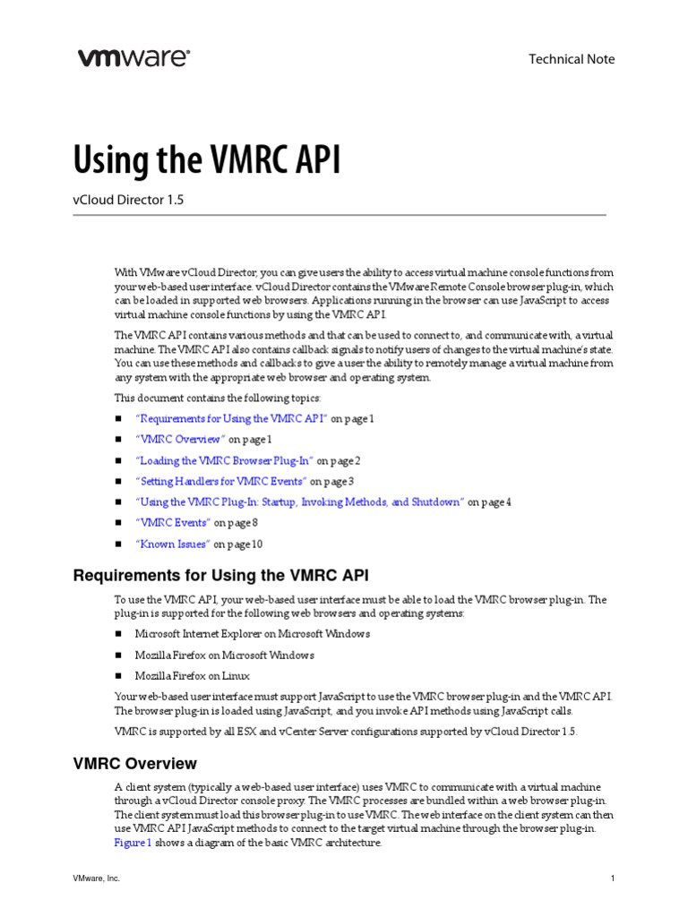 VMRC API Guide for vCloud Director | PDF | Java Script | Web Application