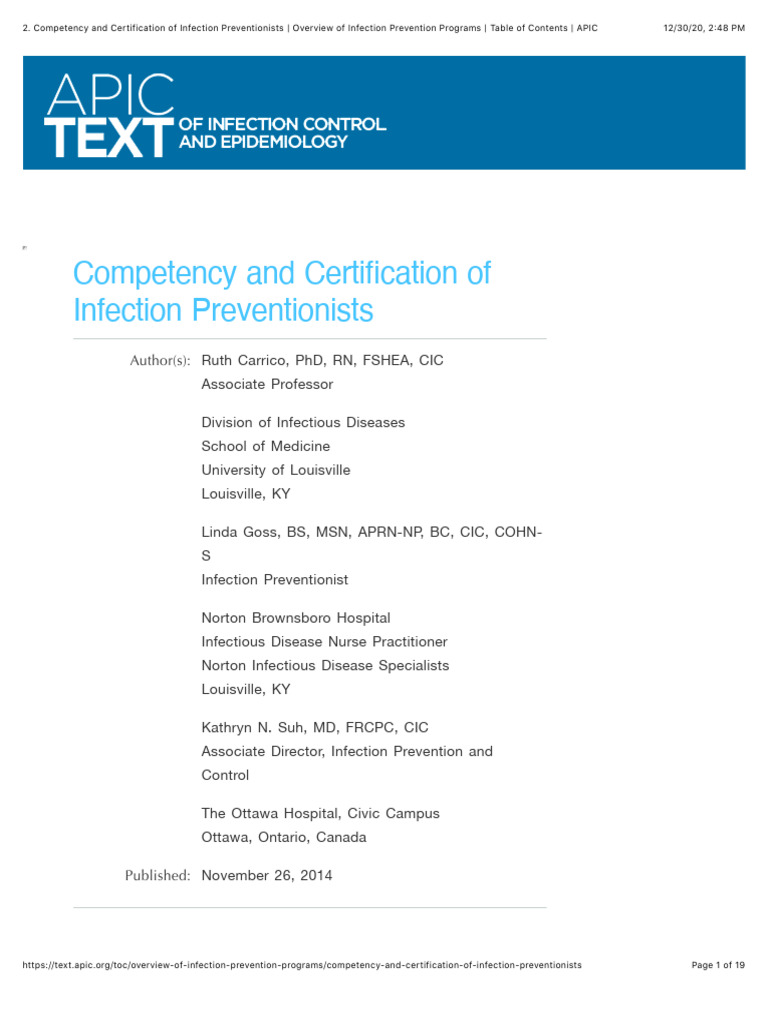 Competency and Certification in Infection Control | PDF | Electronic ...