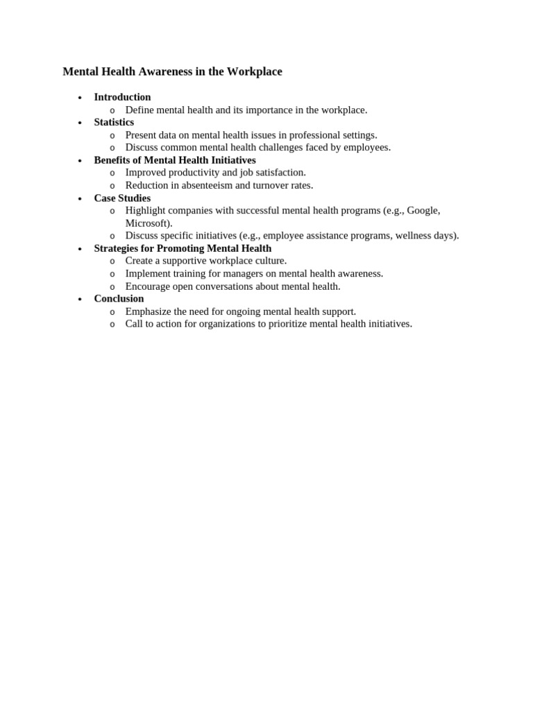 Mental Health Awareness in The Workplace | PDF