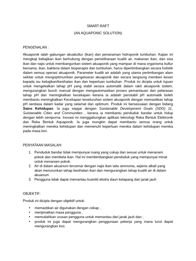 Sistem Automatik Akuaponik SMART-RAFT | PDF
