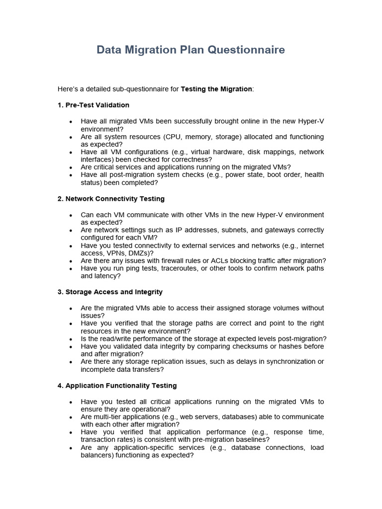 Network Migration Testing Checklist | PDF | Computer Network | Backup
