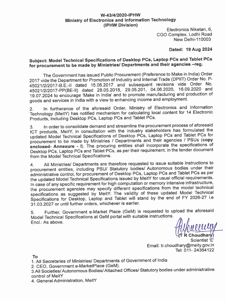 Model Technical Specifications Meity - OM W - 43!4!2020-IPHW Dated 19 ...