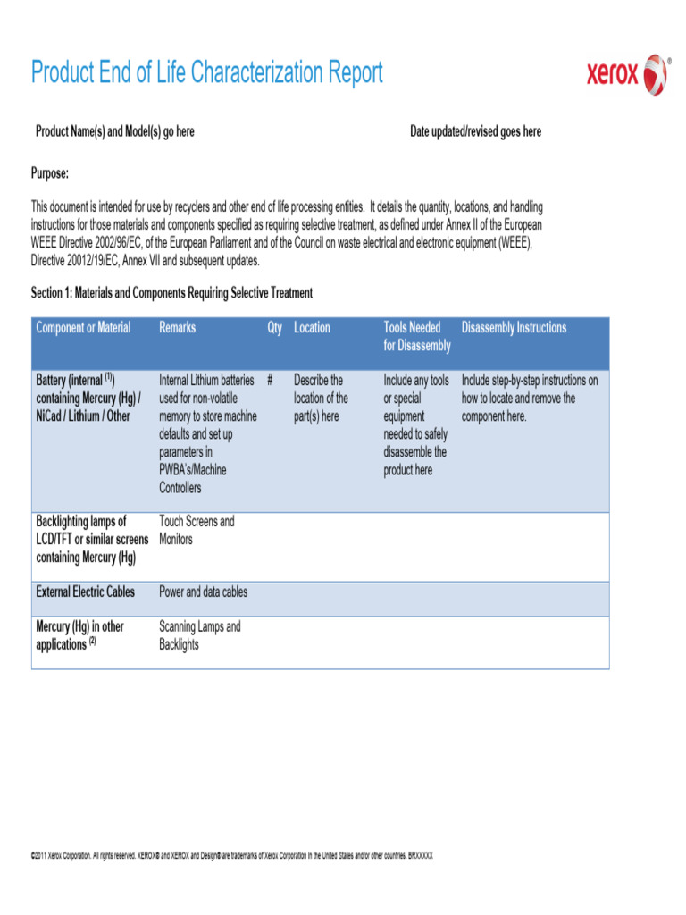 Xerox WorkCentre 7830 7835 7845 7855 EndofLife Characterization Report ...
