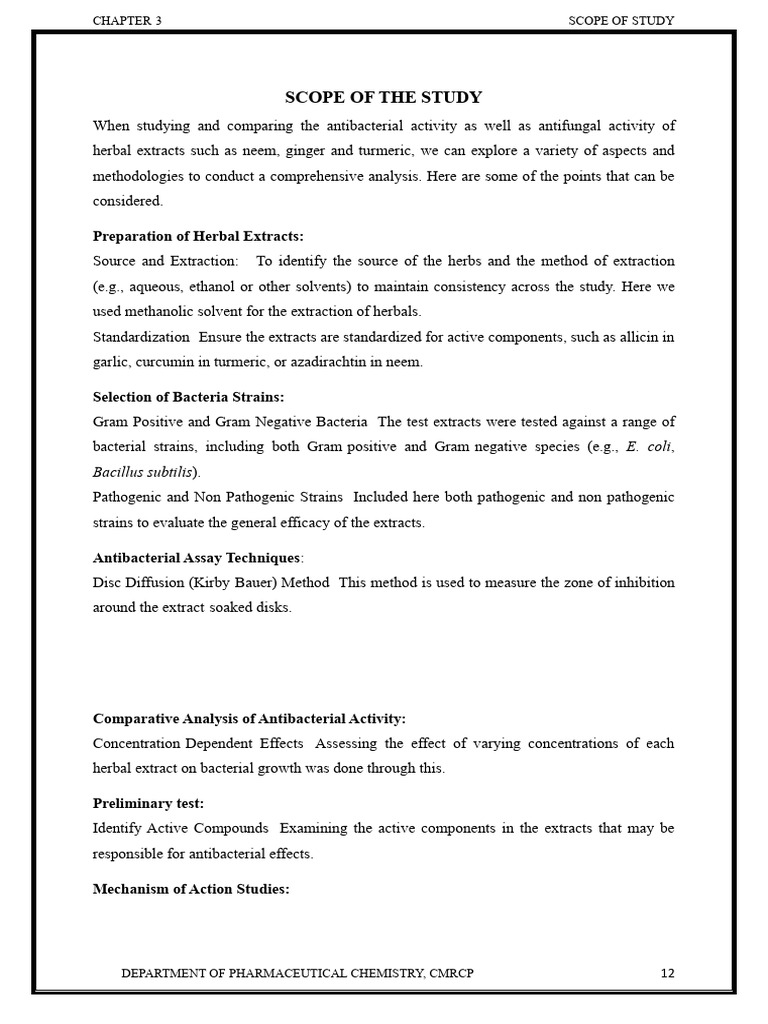 Scope of Study Thesis | PDF | Biology | Microbiology