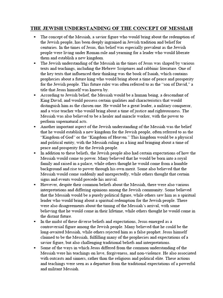 Jewish Messiah Concept in Jesus' Time | PDF | Messiah | Jesus