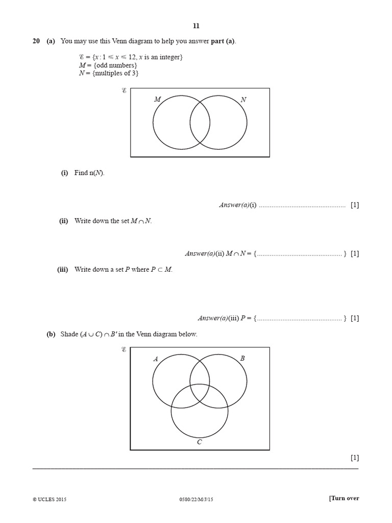 Venn Diagram Set Theory Exercises | PDF