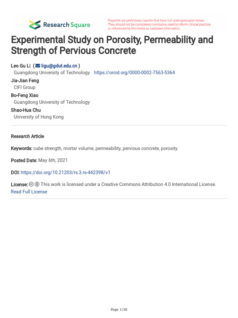 Pervious Concrete Porosity Analysis | PDF | Concrete | Porosity