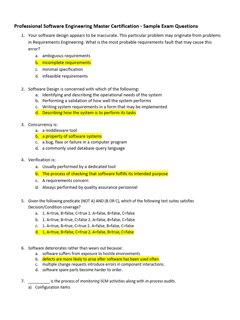 PSEM Certification Sample Exam Questions | PDF | Verification And ...