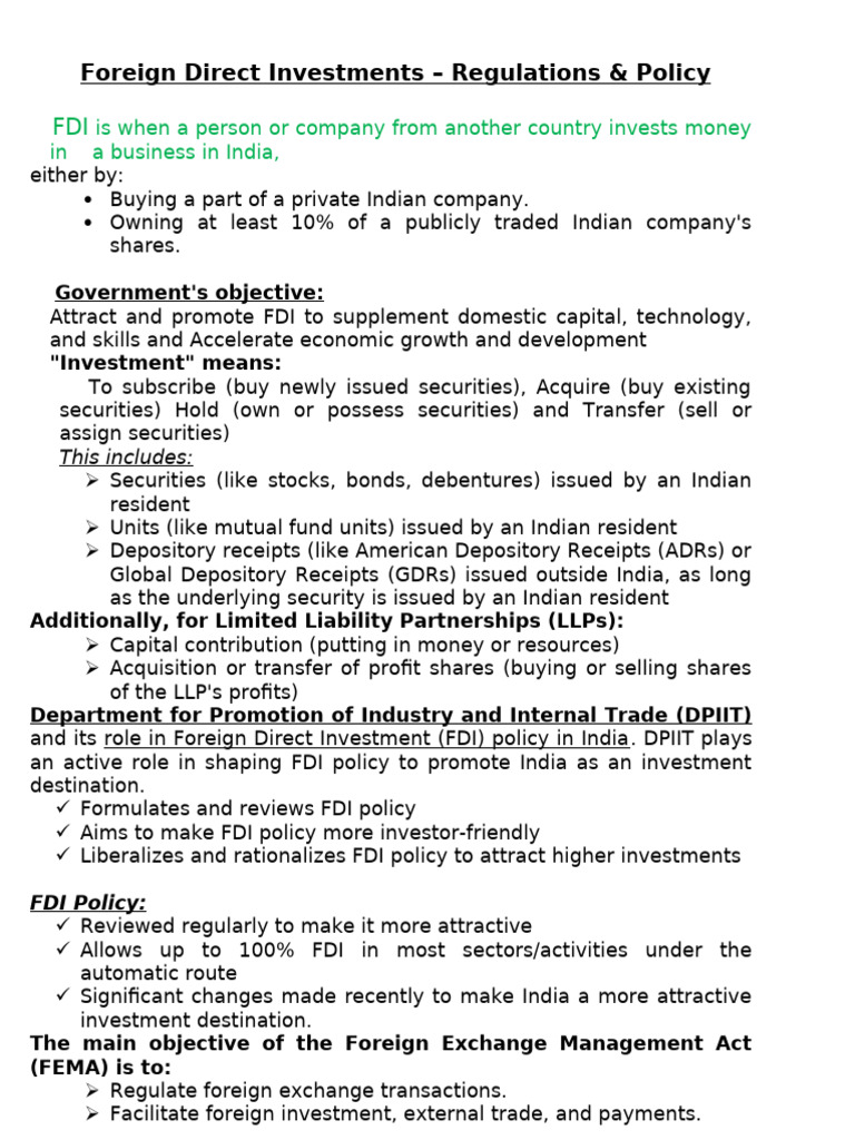 FDI Policy Changes for Startups in India | PDF | Foreign Direct ...