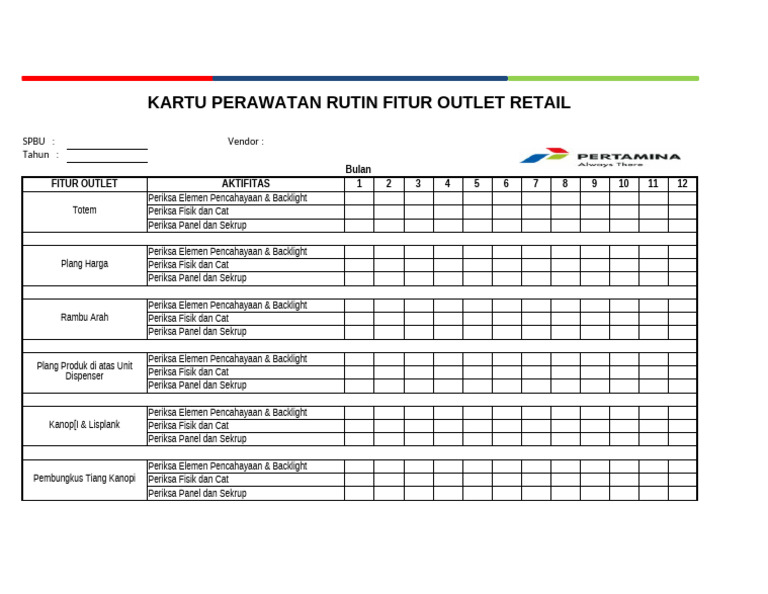 Kartu Perawatan Rutin SPBU Retail | PDF