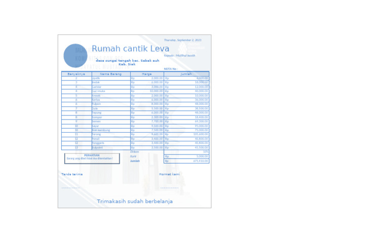 Nota Pembelian di Excel | PDF