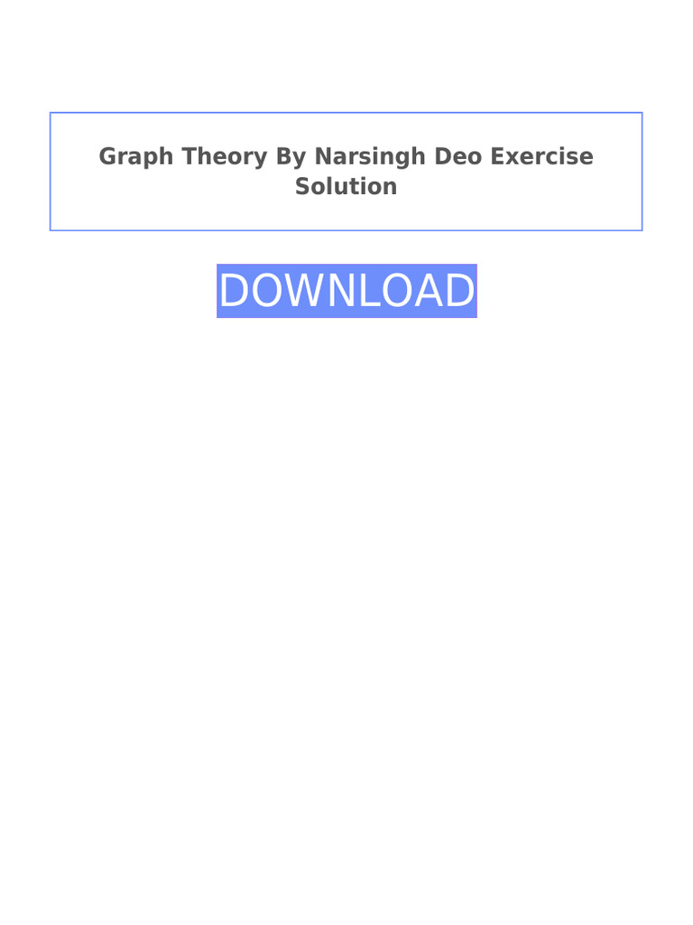  graph theory by narsingh deo exercise solution pdf