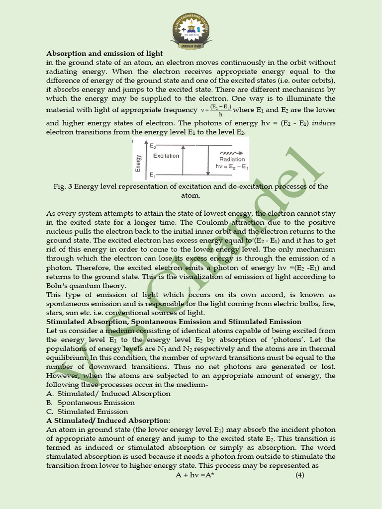Light Absorption and Emission Processes | PDF | Emission Spectrum | Photon