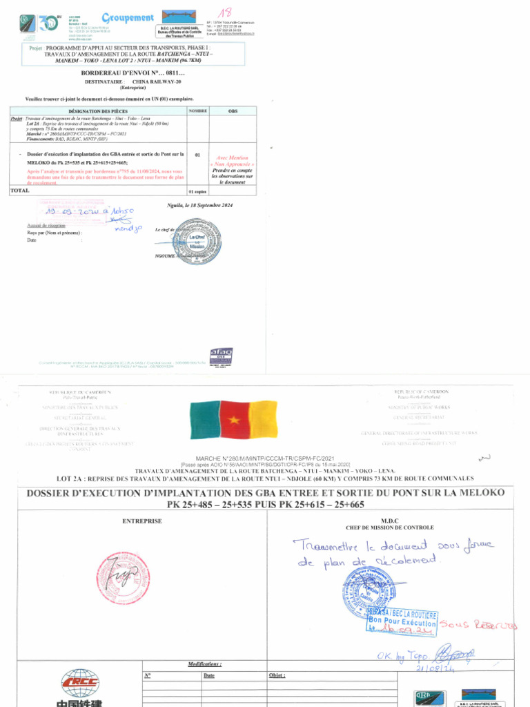 Dossier D'exécuton D'implantation Des GBA Et Sorties Du Pont Meloko ...