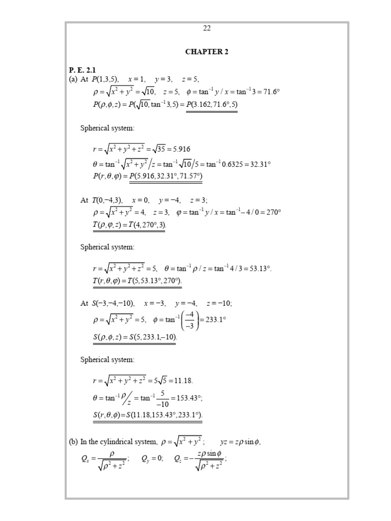 Sadiku 7XE Solutions Manual Ch02 | PDF | Coordinate System | Space