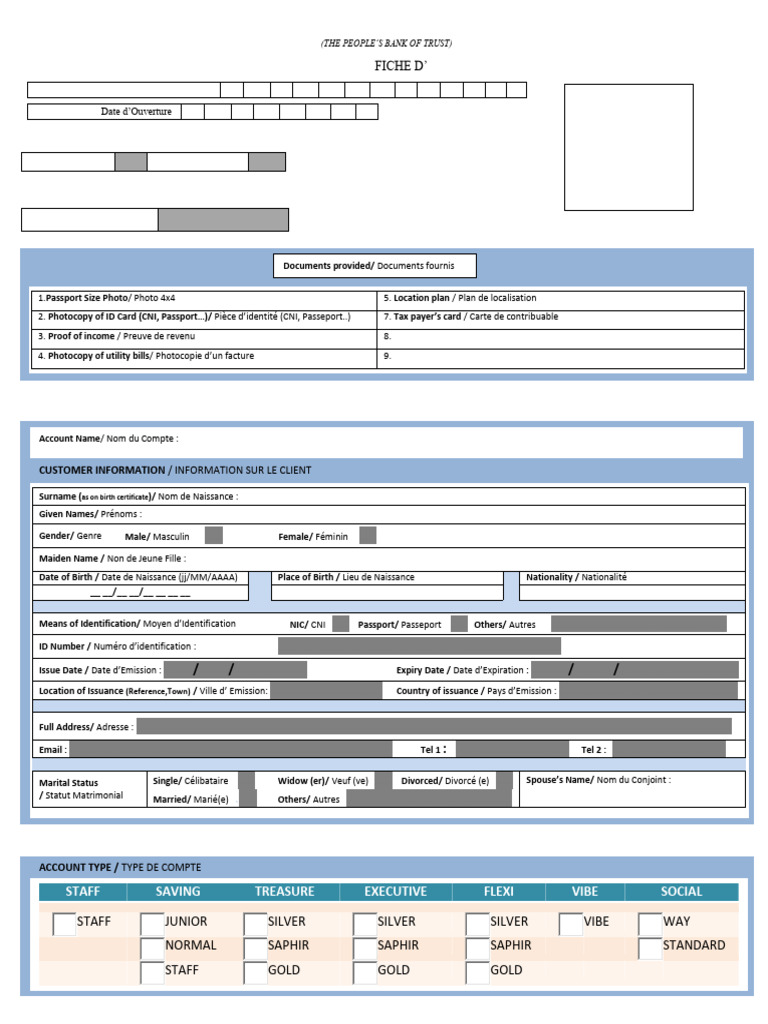 Account Opening Form | PDF | Compensation (Finance) | Banques