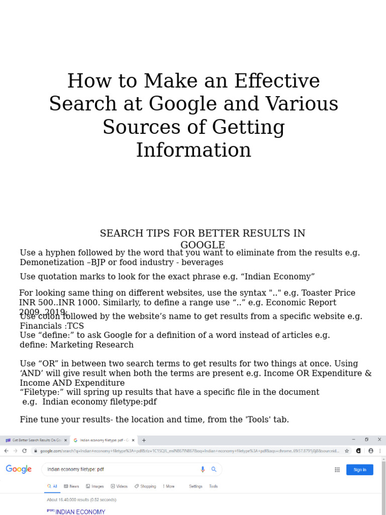 Google Search Tips & Resource Databases | PDF | Databases | Information