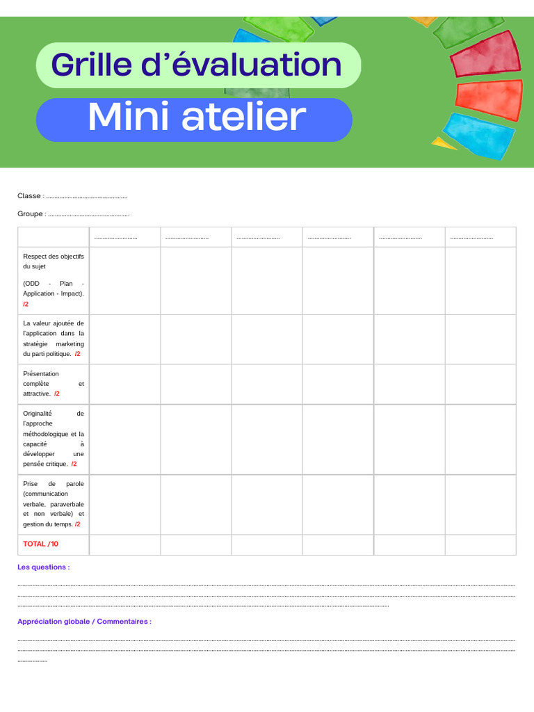 Évaluation d'un mini atelier | PDF