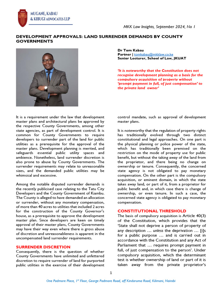 County Land Surrender Demands Explained | PDF | Eminent Domain | Property