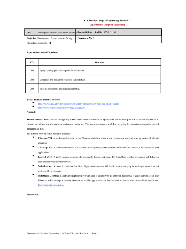 Smart Contract Development for Blockchain | PDF | Information ...