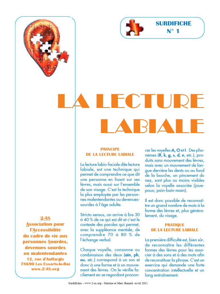 Introduction à la lecture labiale | PDF | Communication humaine ...