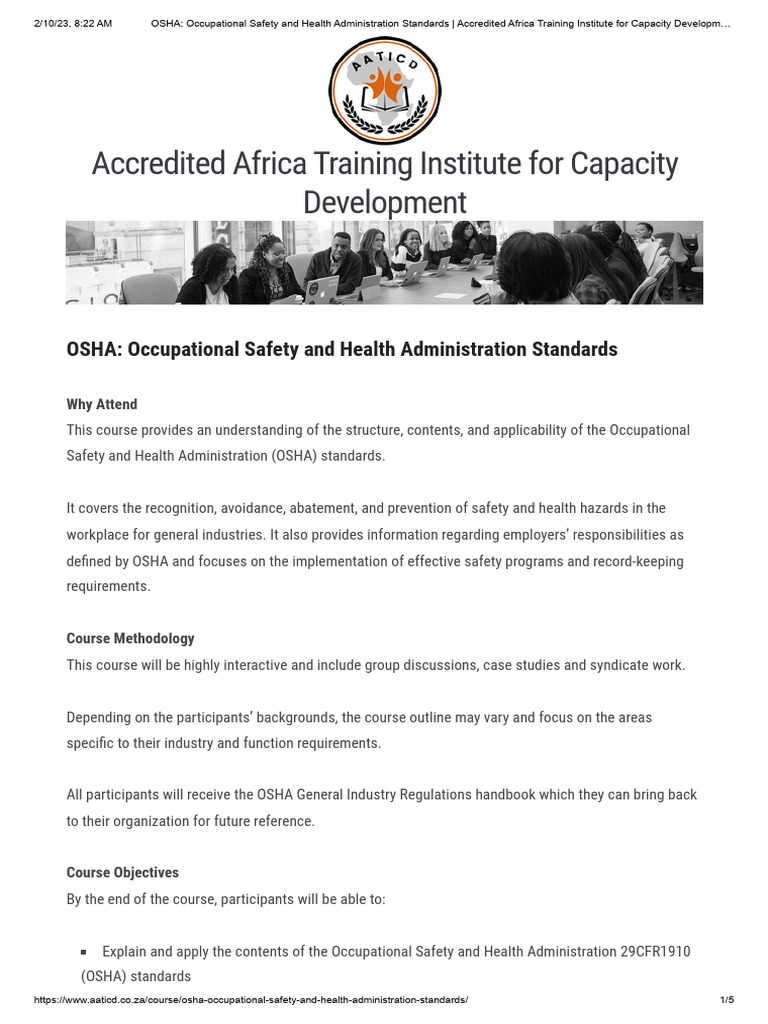 OSHA Training for Workplace Safety | PDF | Occupational Safety And ...