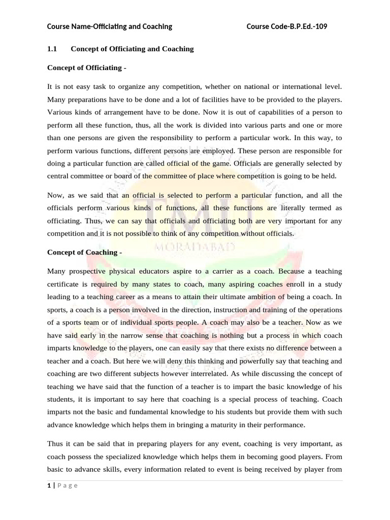 Officiating and Coaching Concepts | PDF | Knowledge | Teachers