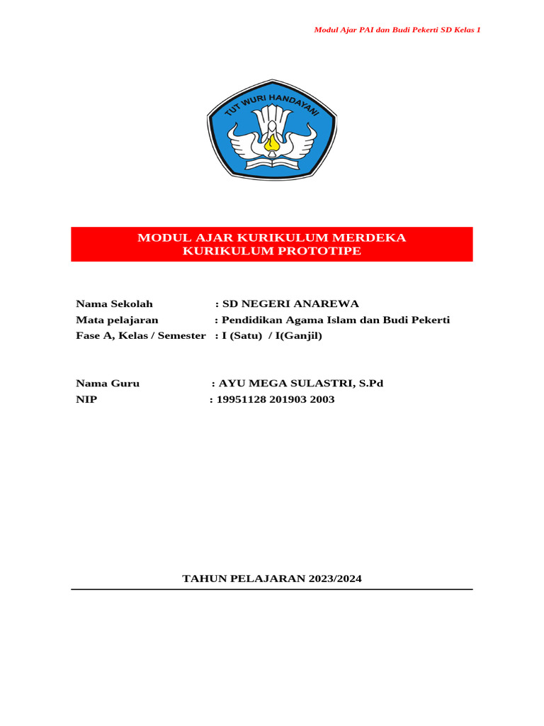Modul Ajar PAI Kelas 1 SD 2023 | PDF