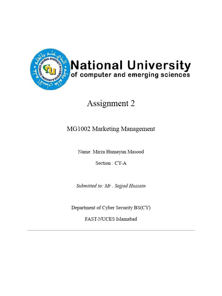 Assignment 2: MG1002 Marketing Management | PDF