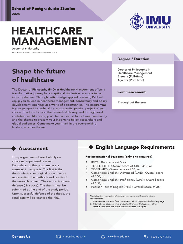 PhD in Healthcare Management Requirements | PDF | Thesis | Doctor Of ...