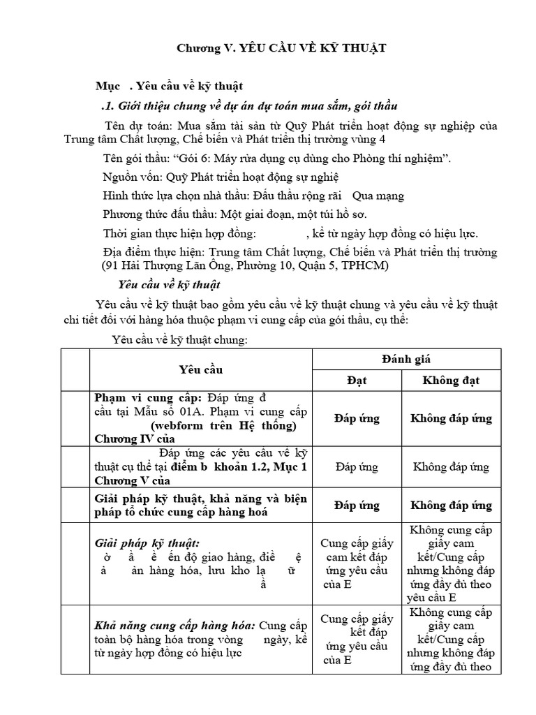 Chuong V Yeu Cau Ky Thuat 1 | PDF