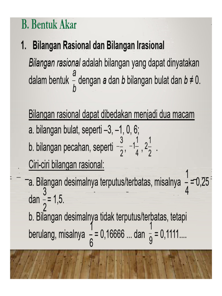 Ciri Bilangan Rasional dan Irasional | PDF | Metode & Bahan Ajar