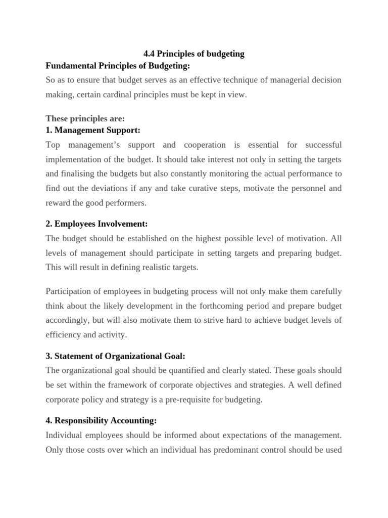 Principles of Effective Budgeting | PDF | Goal | Information