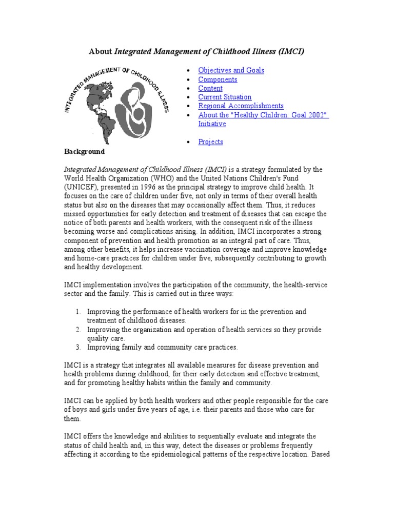 About Integrated Management of Childhood Illness | PDF | Preventive ...