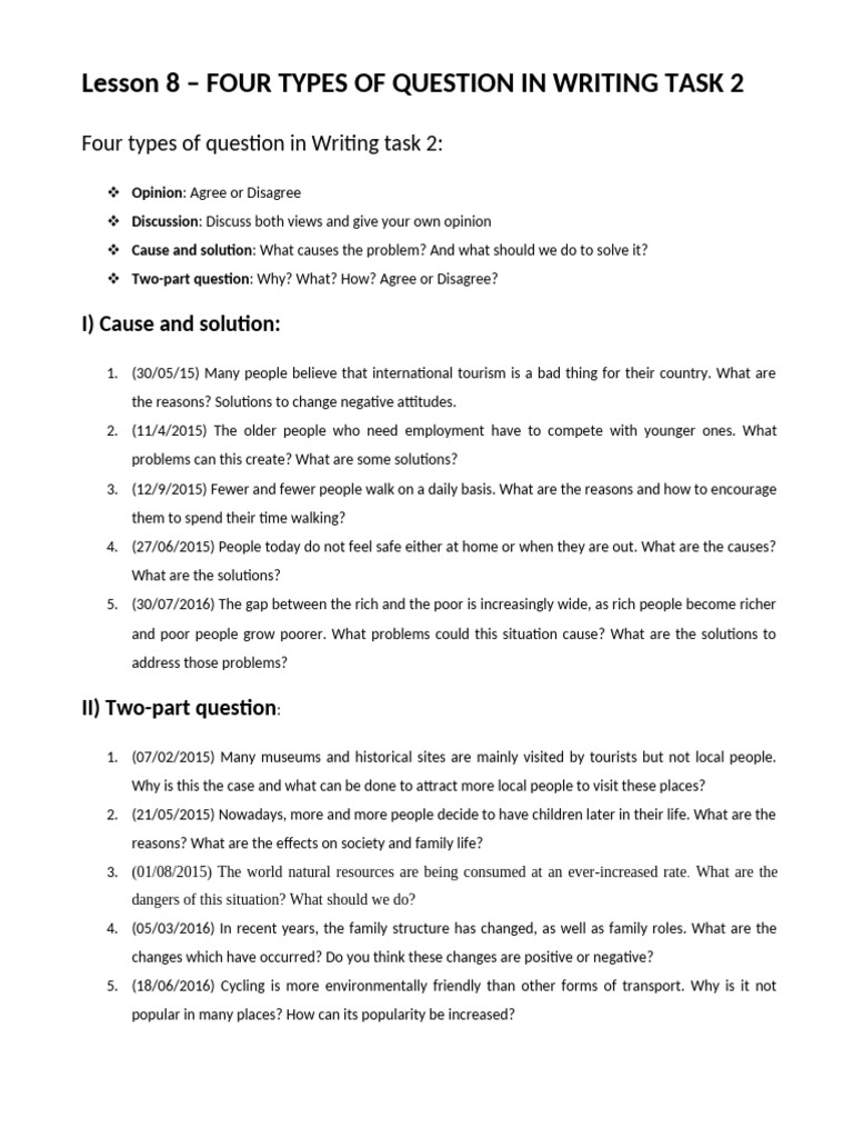 Four Types of Writing Task 2 Questions | PDF | Energy Development