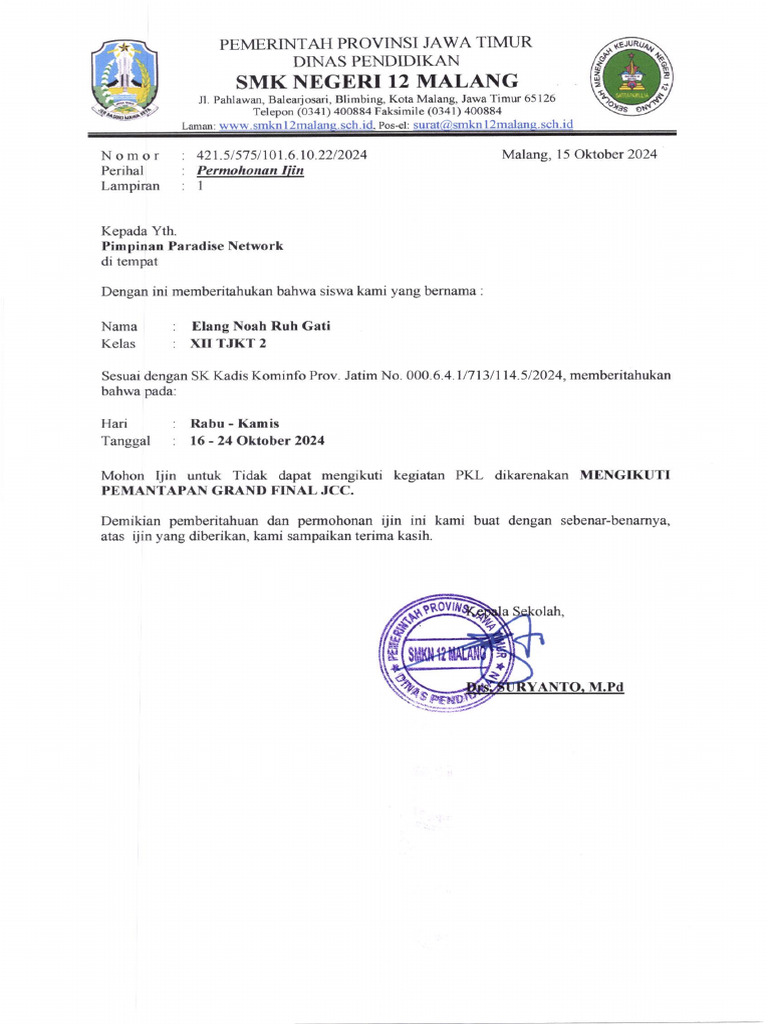 Surat Ijin Elang-1 | PDF